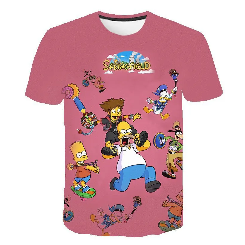 

Disney The Simpsons family 2025 Summer New Men's T-Shirt Casual Marvel 3D Printed Men Short Sleeve Tee Oversized Men Clothing