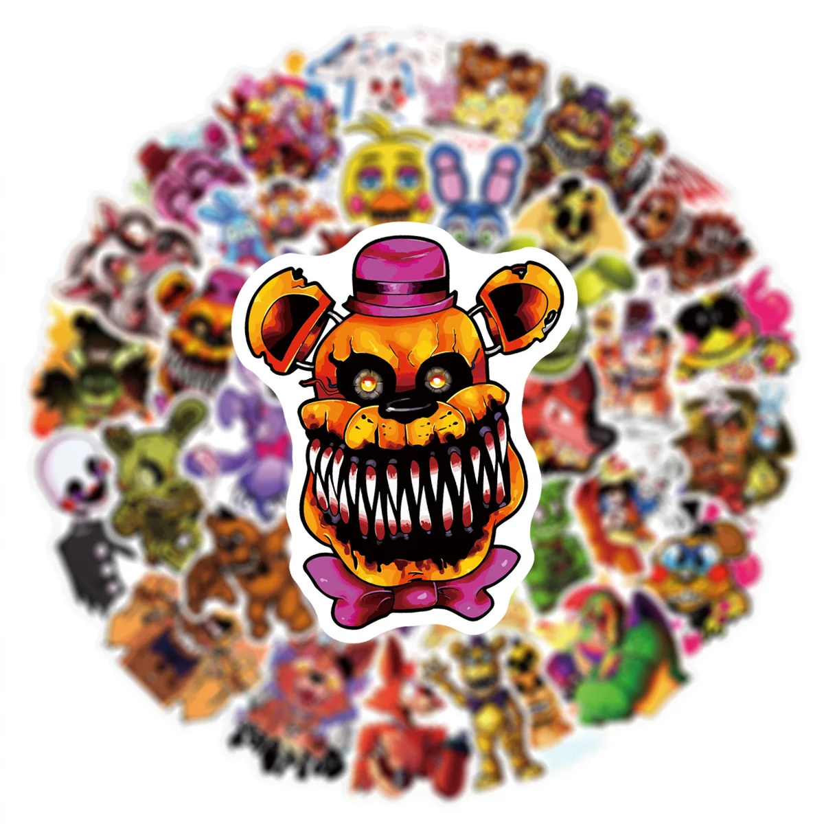 50PCS Five Nights At Freddy's 2 Stickers Scary Horror Teddy Bear DIY Creative Cartoon Car Guitar Notebook Stationery Pvs Sticker