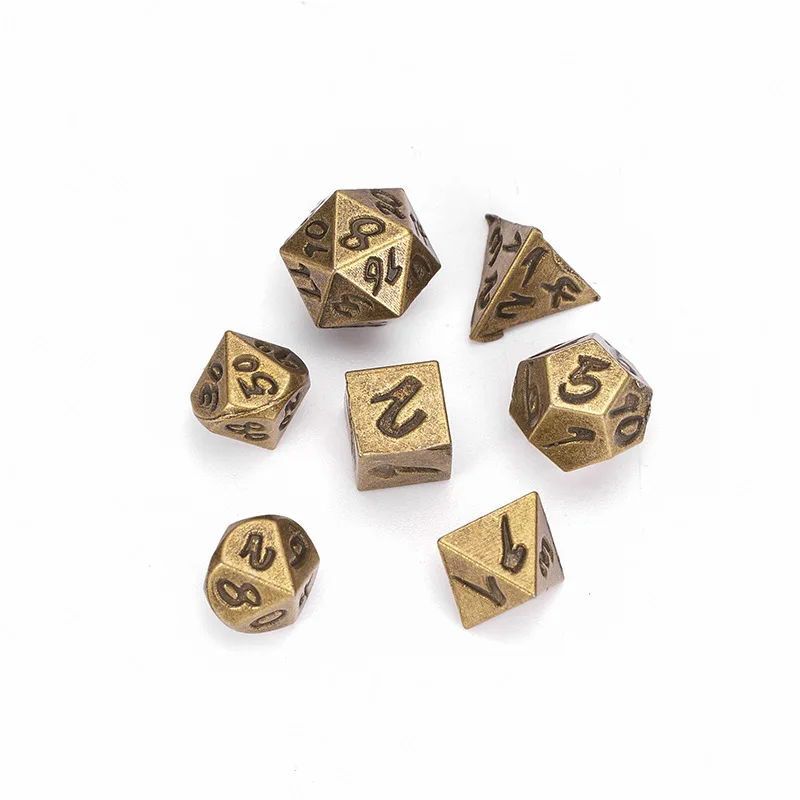 70PCS 6mm Metal Mini DND Dice Set Board Game Accessories 7 Piece Metal Dice for Hollow Pendant RPG Dices 10 sets