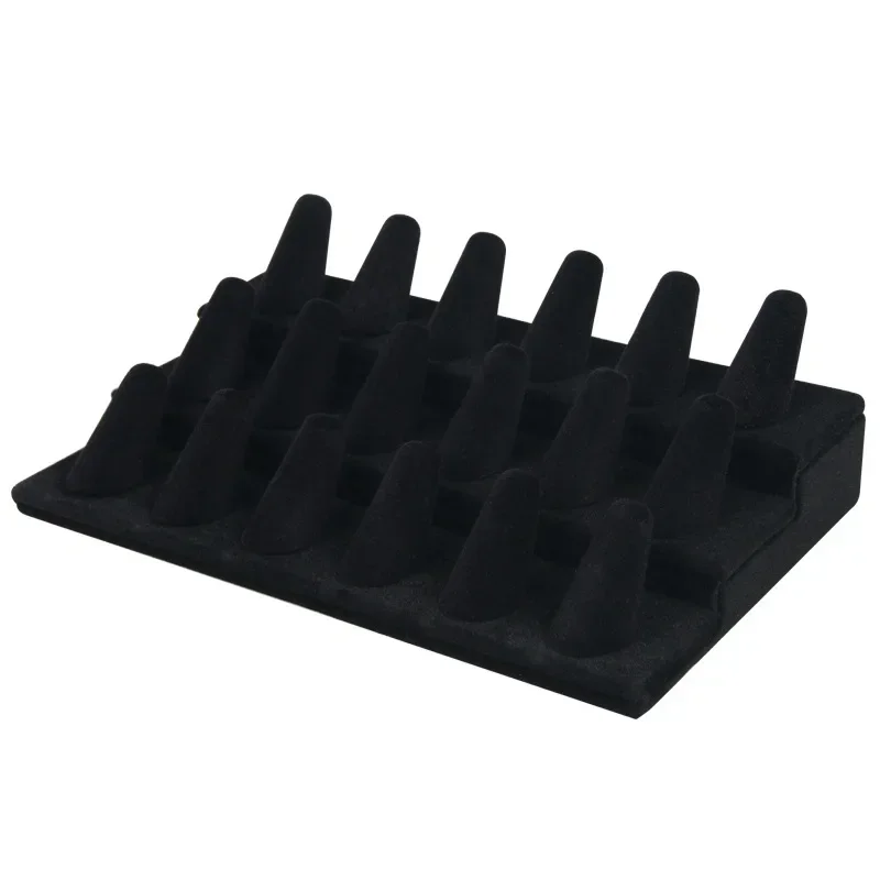 Black Velvet Cone Finger Ring Display Storage Carrying Rings Stand Rack Holder Jewelry Display Show Case Shelf