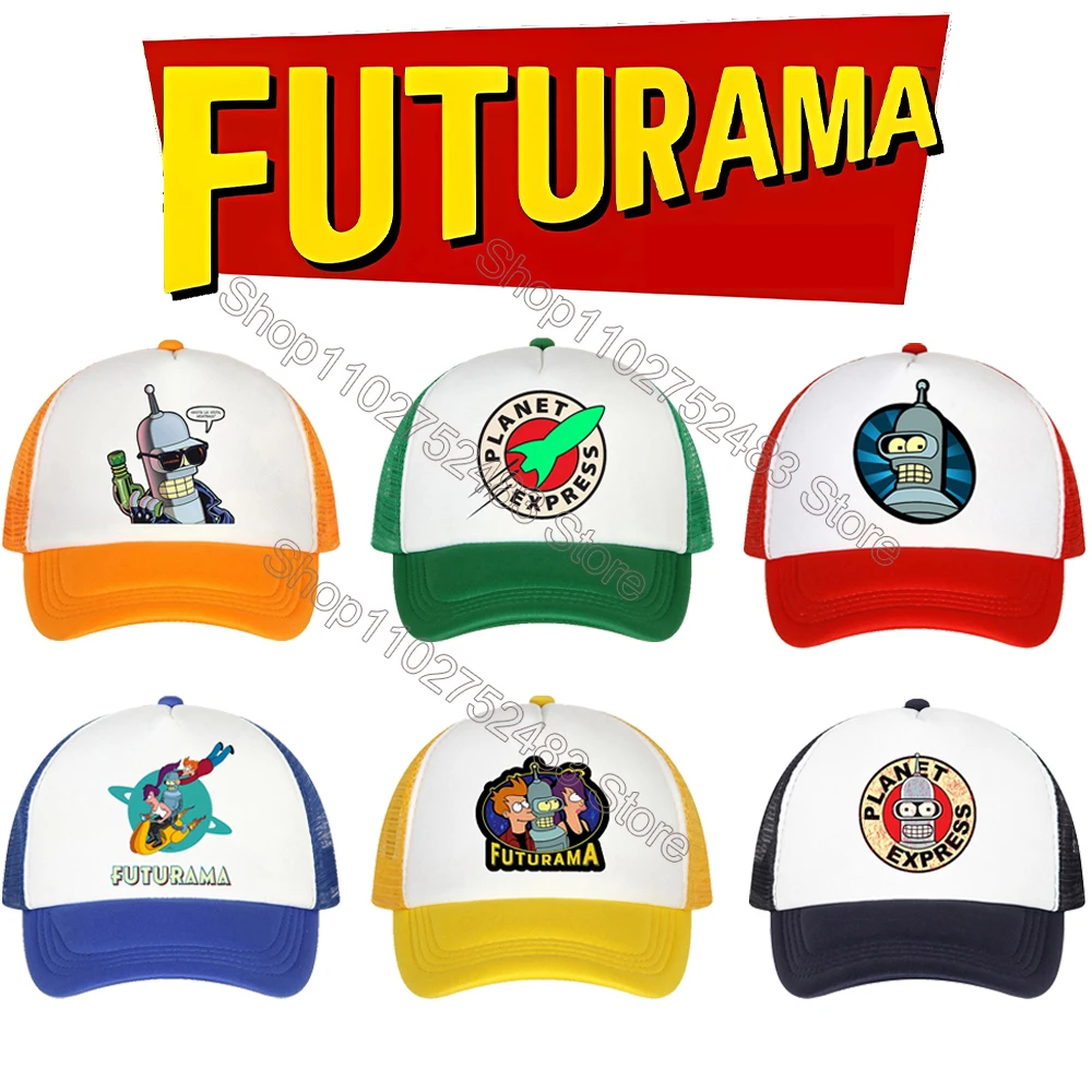 Futurama Cap Boys Girls Cartoon Print Mesh Cap Kawaii Sun Hat Cute Anime Outdoors Casual Sports Cap Children\'s Birthday Gifts