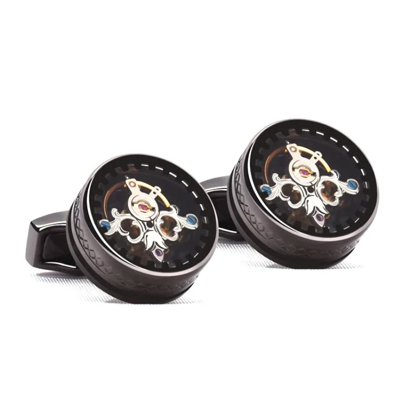 

Tourbillon Cufflinks Luxury British French Men's Business Shirts Buttons Punk Mechanical Core Cuff Links Men Accessories Gifts