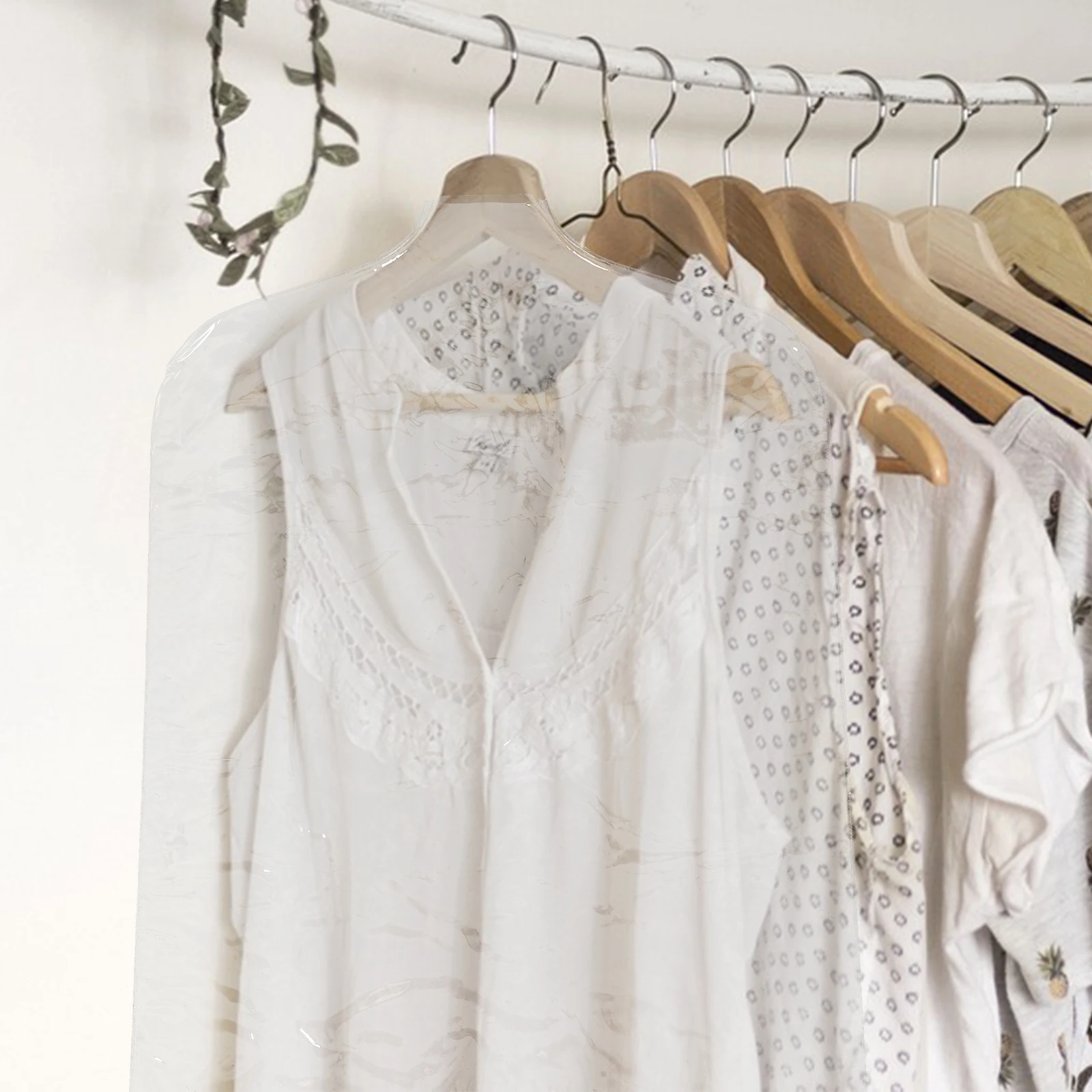 

5pcs Garment Dustproof Bag Transparent Pvc Clothing Cover For Hanging Waterproof Reusable Wardrobe Storage Protector Shoulder