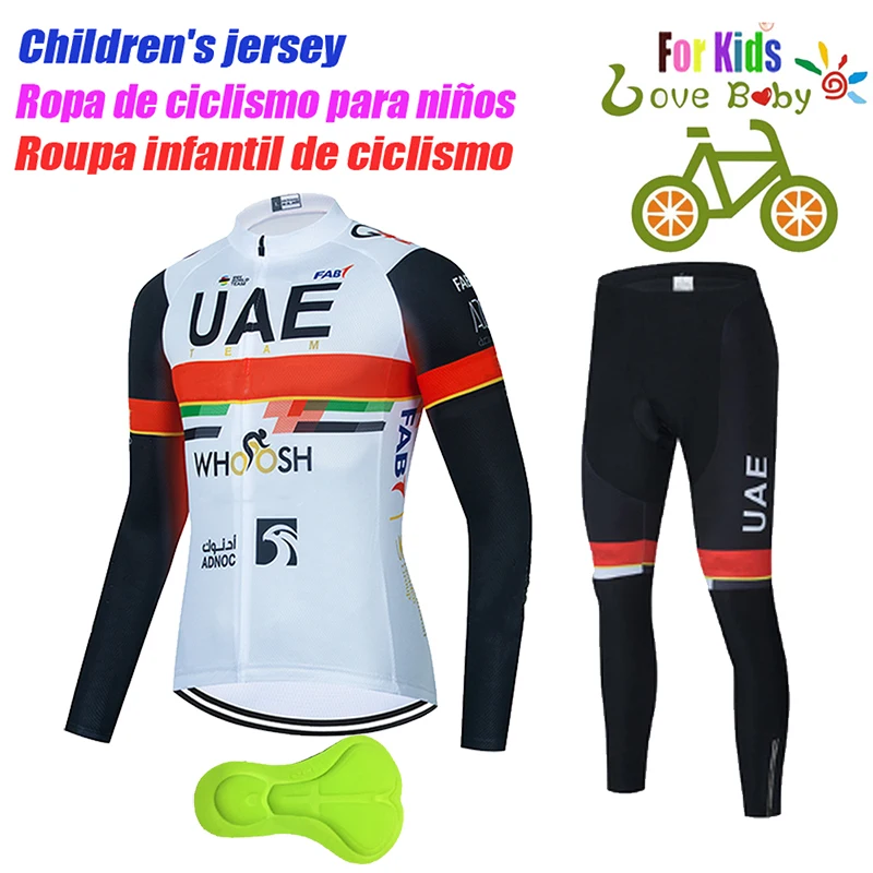 UAE 2023 Kids Cycling Clothing Boy Long Sleeve Jersey Set Children Outdoor Jacket Uniform Ropa Ciclismo Bike Clothes Breathable