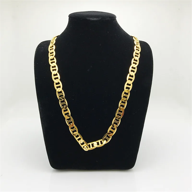 Korea Gold 24K Necklace Gold Plating Side Necklace For Men & Women Jewelry Gift 8MM50CM