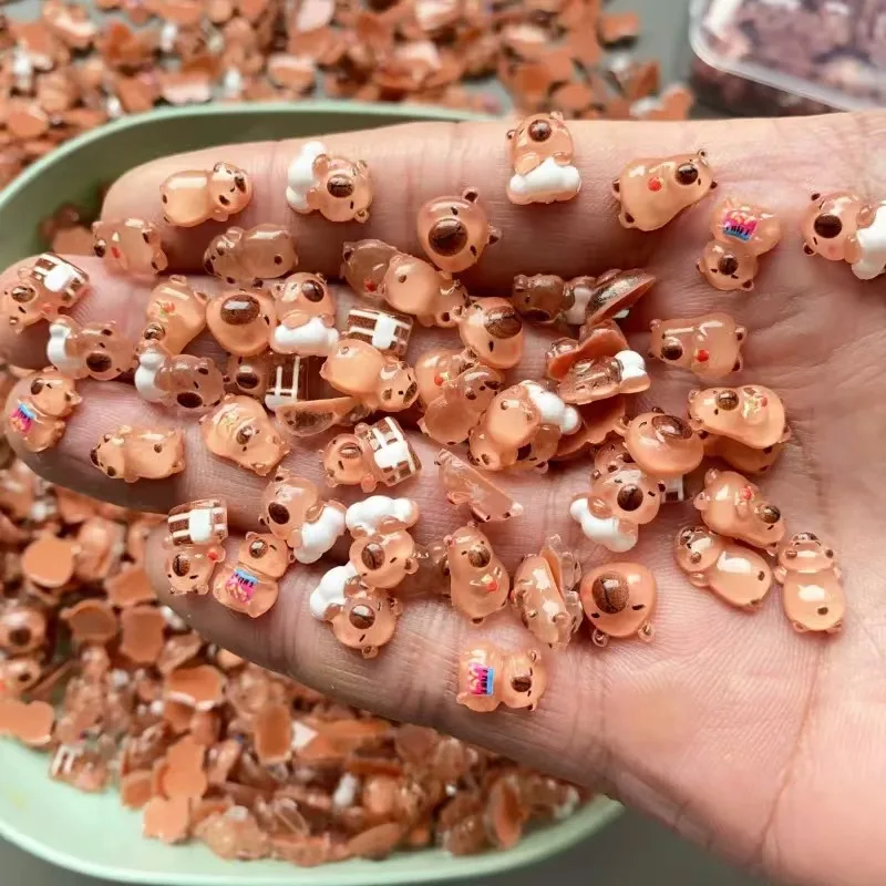 100pcs Mini Capybara Decorations Animal Ornaments, Lightweight Resin Crafts for Nail Art Desk Decor - Perfect Christmas