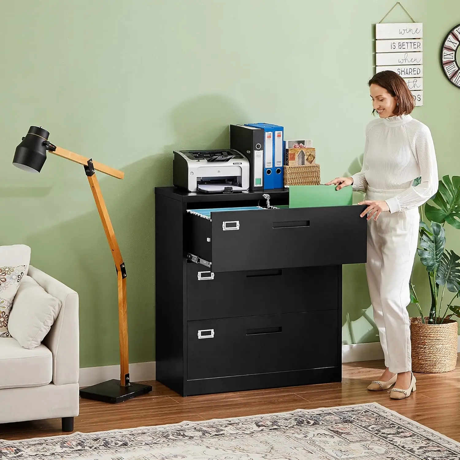 3 Drawer File Cabinets with Lock, Metal Filing Storage Vertical Cabinets,Home Office Furniture for Organization