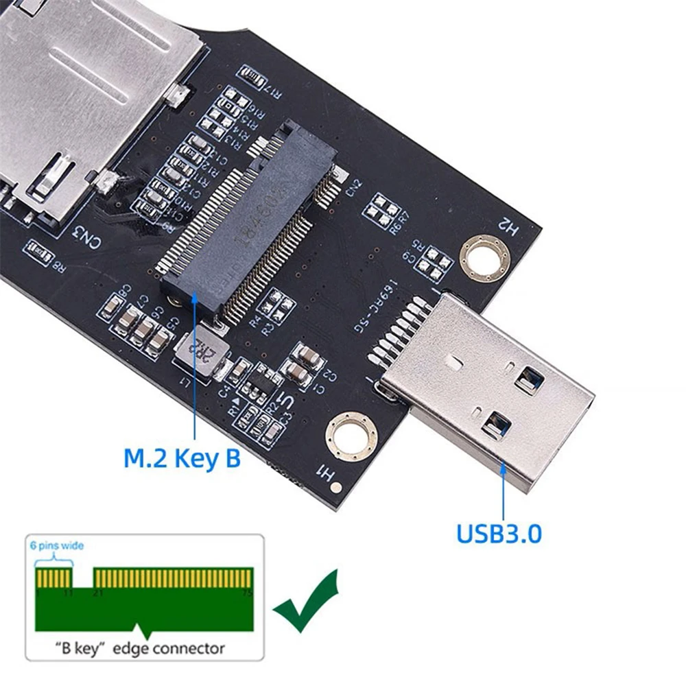 For 3G/4G/5G LTE Wireless Module Modem Card NGFF M.2 Key-B WWAN to USB 3.0 Adapter Riser Card w SIM Slot