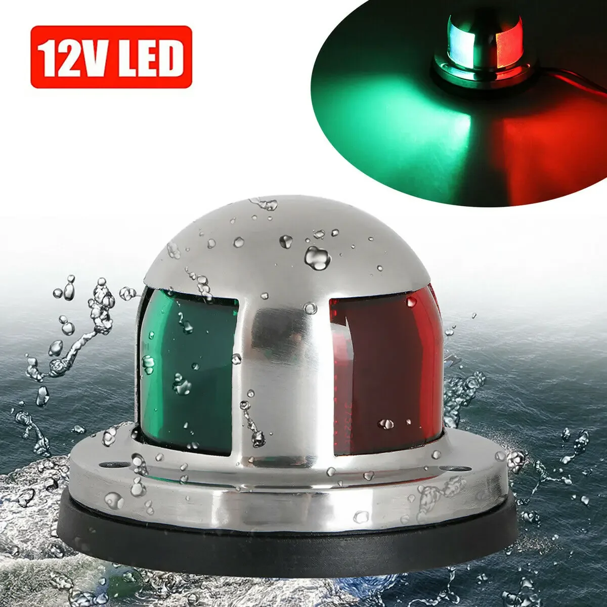 Bow Light 100% Brand New 225 Degrees Navigation Lights Indicator Boat Indicator Light Red Silver Stainless Steel