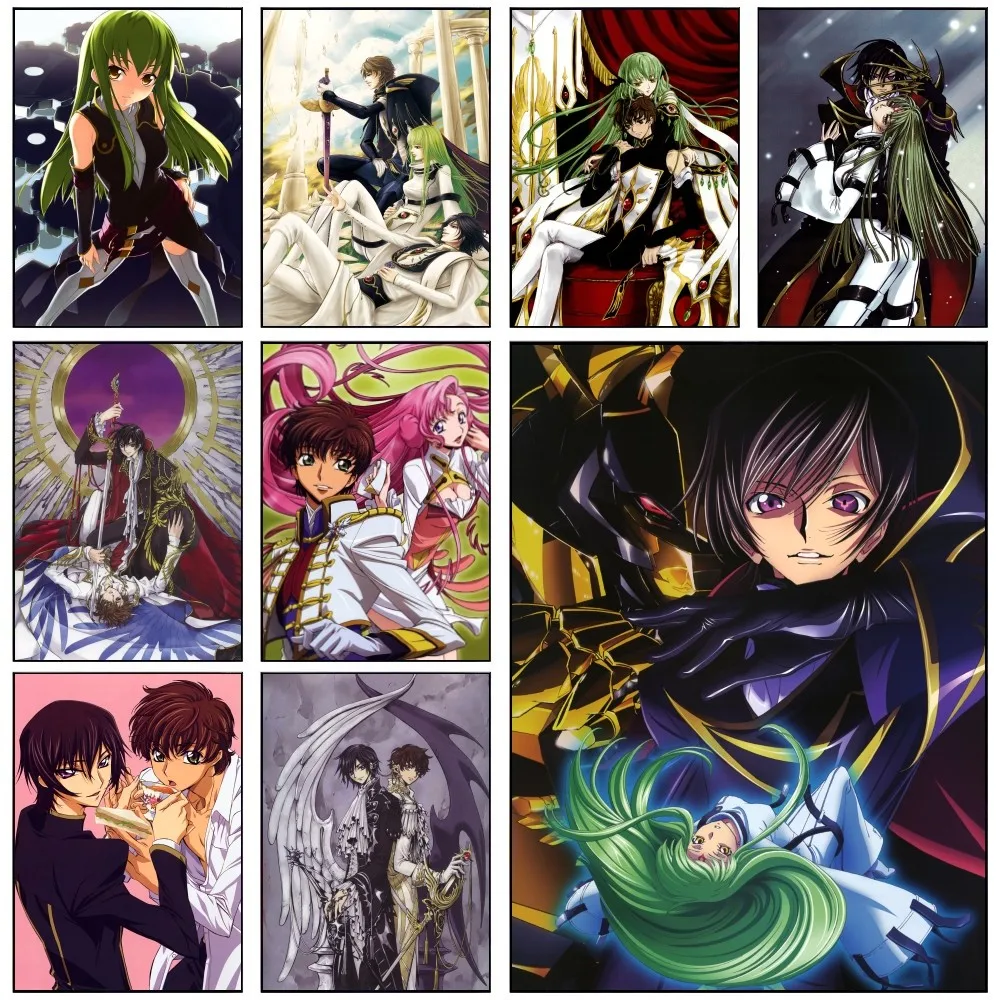 1PC Code Geass Anime  Poster Self-adhesive Art Waterproof Paper Sticker Coffee House Bar Room Wall Decor