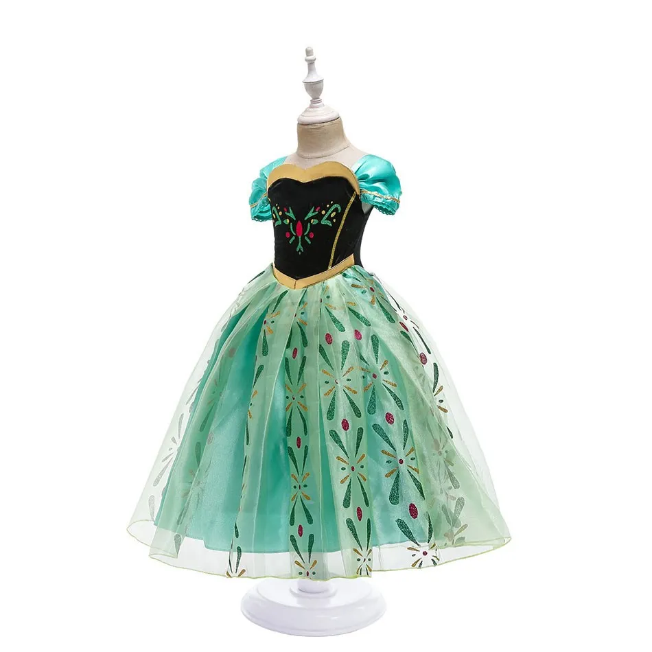 Little Girls Princess Dress Children Anna Costume for Carnival Kids Snow Queen Holiday Birthday Party Dress Girl Fancy Clothes