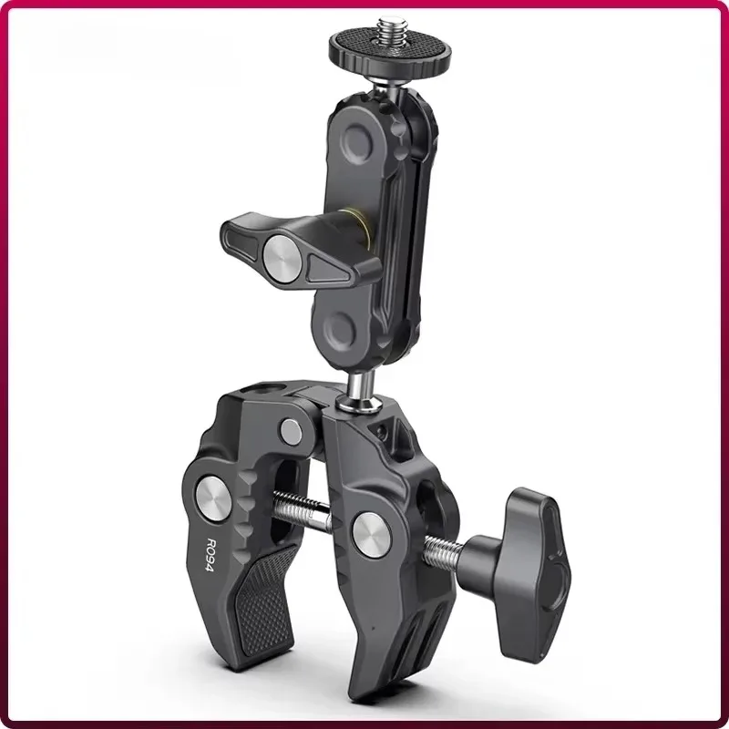 

U-lanzi R094 Metal Super Clamp with Double Ball Head Magic Arm Clamp with 1/4" 3/8" Hole for DSLR Camera Monitor Light Mic Mount
