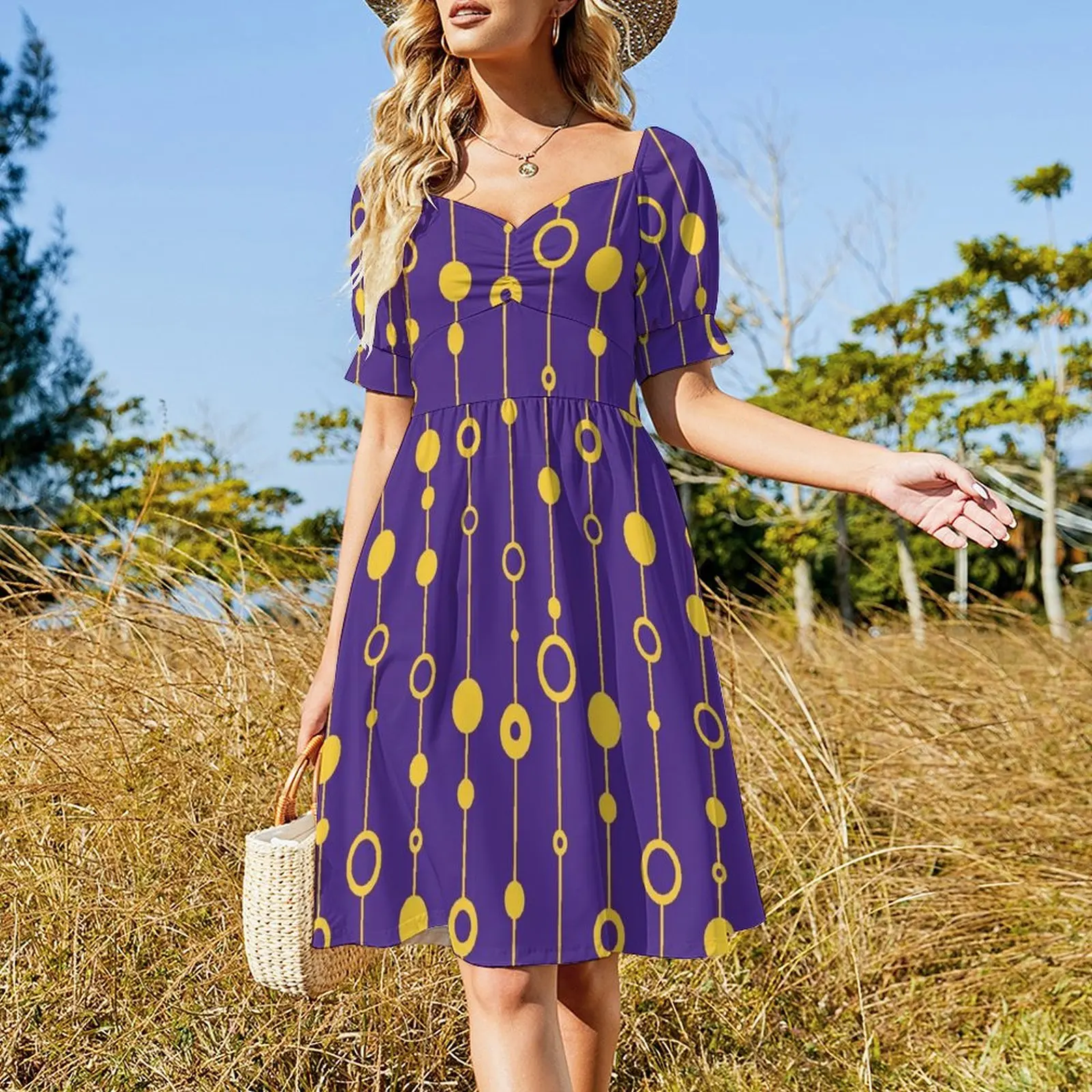 Baton Rouge - 70's Short Sleeved Dress ceremony dresses dresses summer woman 2025 Elegant gown dresses korean style Dress