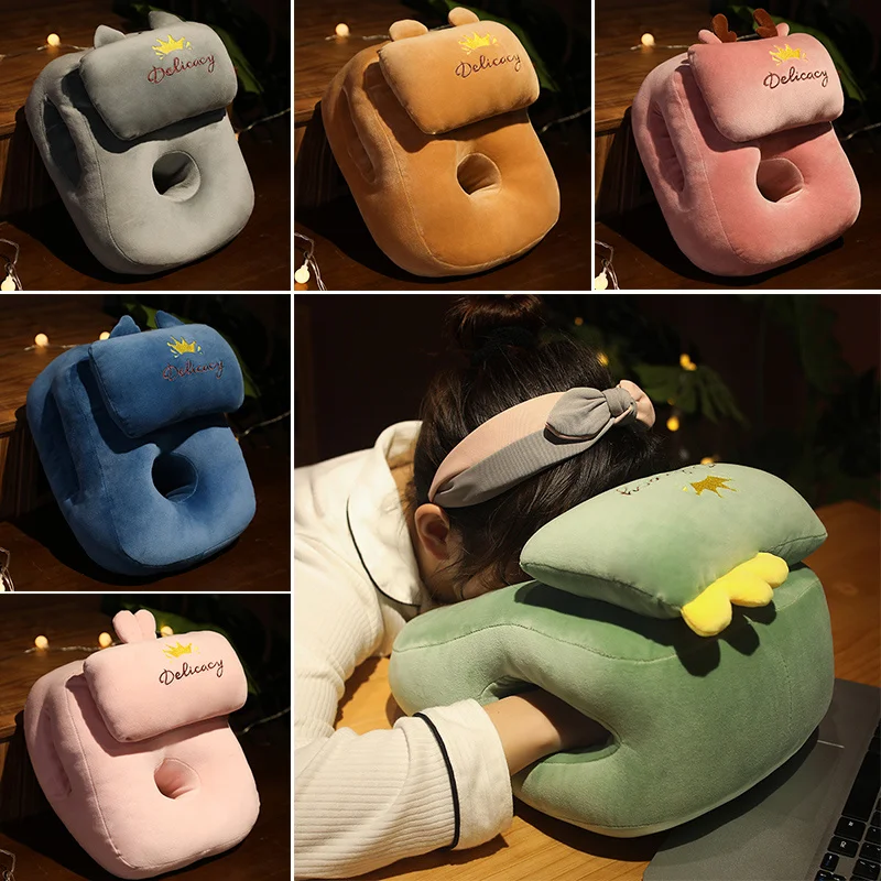 かわいい暖かいハンドピロー、枕で寝る、オフィス昼寝ツール、学生デスク用、素敵な秋冬フェイクファーハンドレストピロー