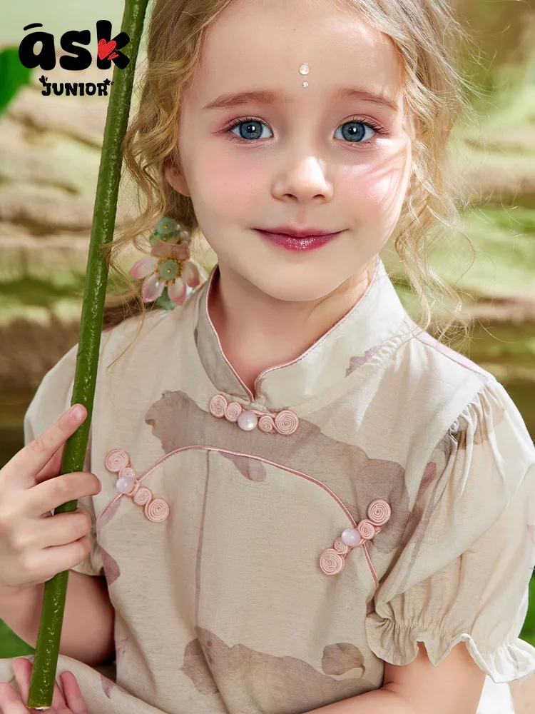 مجموعة فستان حصان صيفي جديد بأكمام قصيرة على الطراز الوطني للفتيات الصغيرات #5