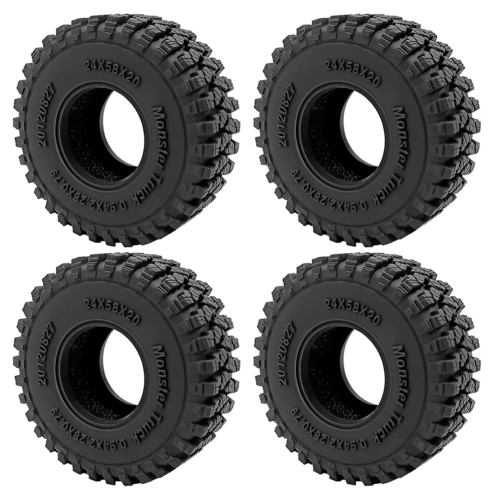 YEAHRUN 4 Stück 1,0 Zoll weiche Gummi-Radreifen 50/54/58/62/64/65 mm für TRX-4M 1/18 Axial SCX24 1/24 RC Crawler Car Upgrade-Teile