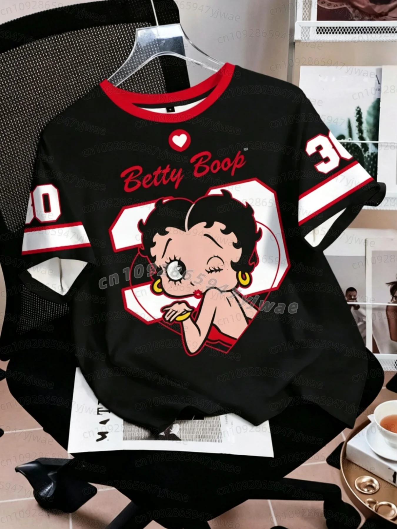 2026 Summer Women's Round neck Short Sleeve T-Shirt Graphic Cartoon Girl Print Tee Soccer Jersey Plus Size Sport T-Shirt Tops