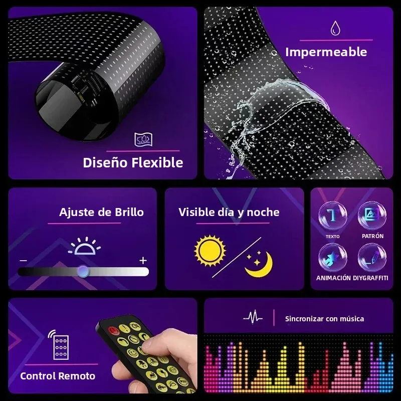 Imagen 3: Luz LED de Control de aplicación Bluetooth brillante multifuncional Devil Eyes para parabrisas de coche pantalla LED de desplazamiento programable Flexible