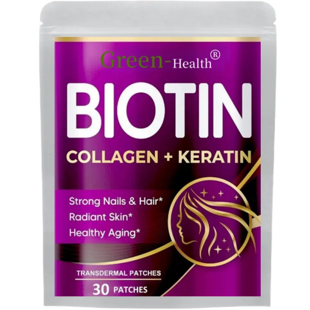 BIOTIN Transdermal Patches with Collagen Nails & Hair, Radiant Skin, Healthy Aging -30 Patches One Month Supply