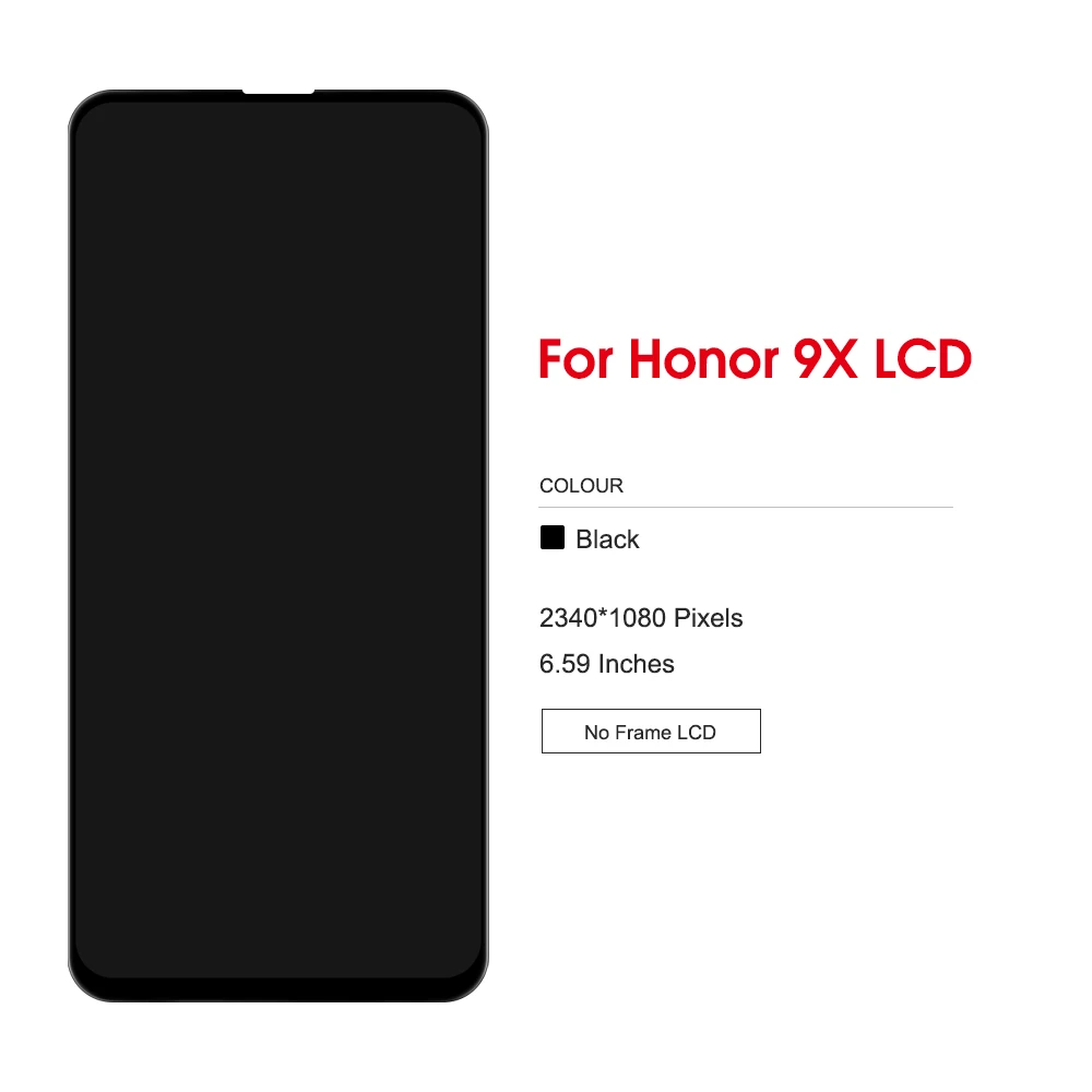 6.59\'\' LCD For Honor 9X premium global edition STK-LX1 STK-L22 LCD Display Touch Screen Digitizer Assembly+Frame