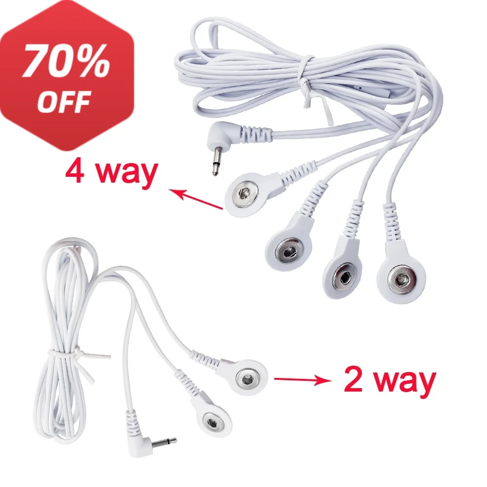 2 Way+4-Way Electrode Wire Button Cable For EMS Muscle Stimulator Electrode Pads TENS Unit Massage Machine Lead Wires Cables