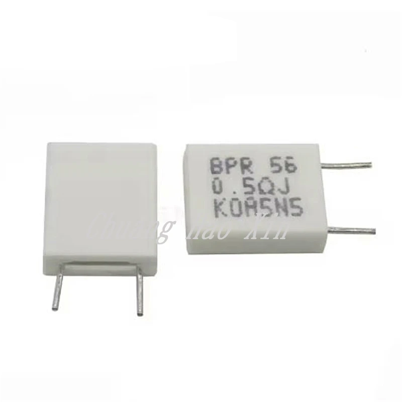 10 peças bpr56 5w 0.001 0.1 0.15 0.22 0.25 0.33 0.5 ohm resistor de cimento cerâmico não indutivo 0.1r 0.15r 0.22r 0.25r 0.33r 0.5r