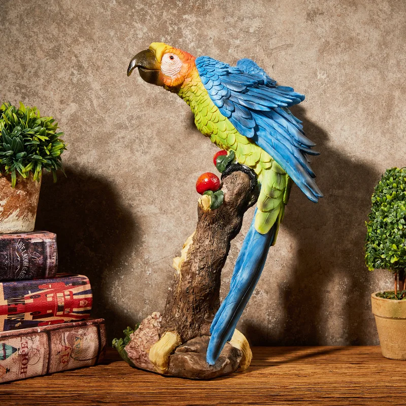 

1pc Creative ResinParrot Hang on TreeOutdoor GardenDecoration Statue Animal Sculpture for Home Office Room Garden Decor Ornament