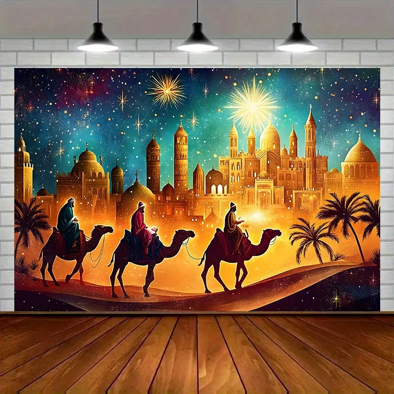 قطعة واحدة من لافتة حفلات رحلة النجوم للرجال الثلاثة الحكيمة لتزيين المنزل والغرفة والجدران، وديكورات الحفلات #1