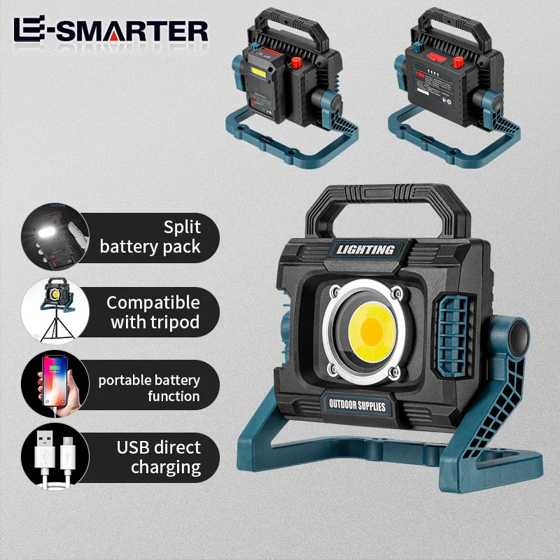 Banco de energía LED superbrillante, linterna de Camping, luces de trabajo, recargable por USB, Linterna de mano, reflector