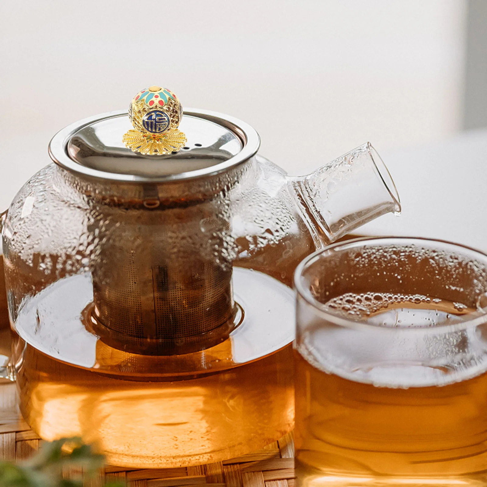 Theepotdeksel Handvatafdekking Vervanging Afneembare knop Kasthandvatten Keramiek Waterkoker