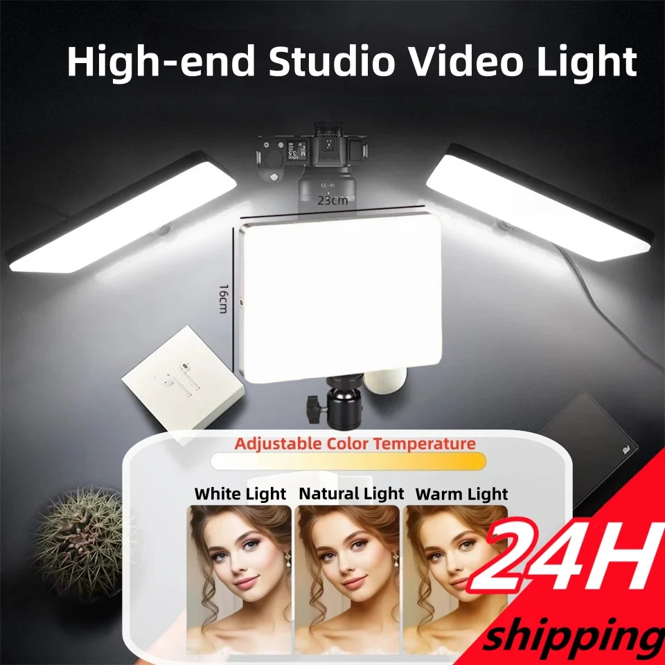 LED Video Light With Professional Tripod Stand Remote Control Dimmable Panel Lighting Photo Studio Live Photography Fill-in Lamp