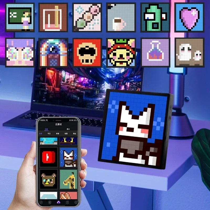 

5V USB LED Matrix Pixel Display 16*16/32*32 DIY Graffiti App Control SmartDesk Light RGB Display Cool Cartoon Gaming Room Decor