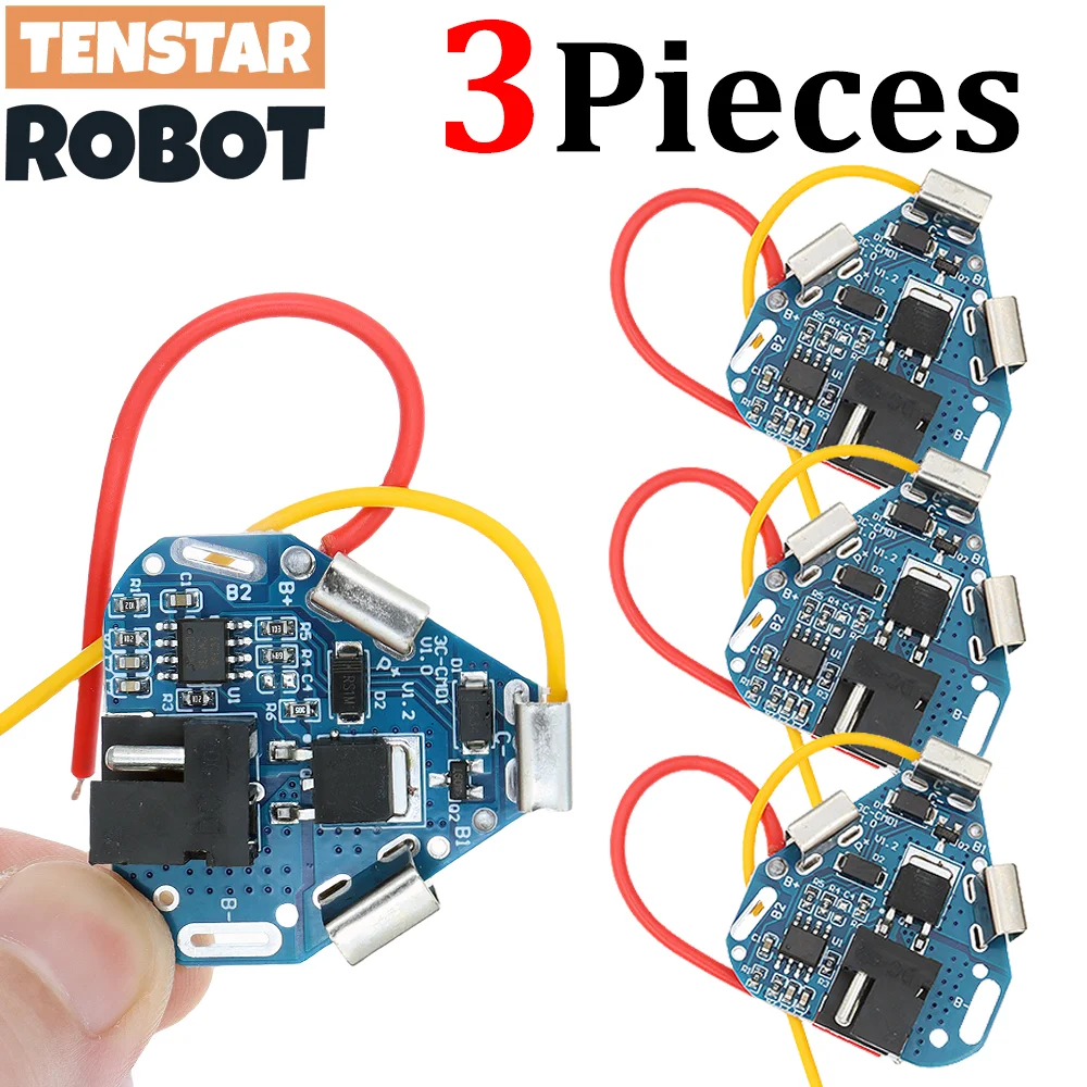 TENSTAR 3pcs BMS 3S 12.6V 6A Li-ion Lithium Battery Protection Board 18650 Power Bank Balancer Equalizer for Electric Drill