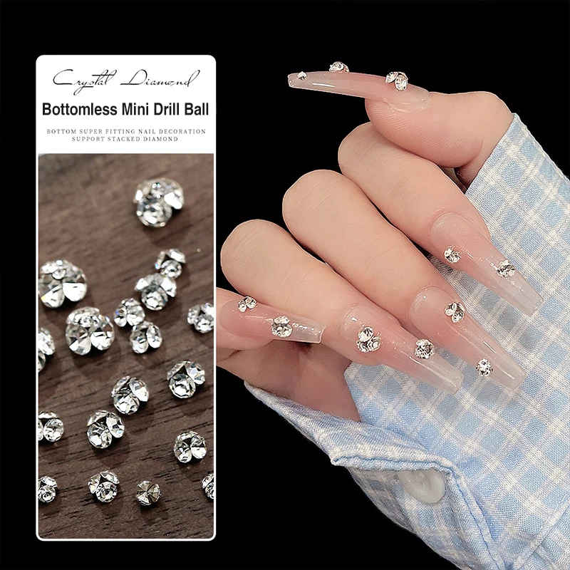 เพชรตกแต่งเล็บขนาดเล็ก 10 ชิ้น 2-6 มม. K9 3D สีขาวใส ประกายระยิบระยับ สำหรับตกแต่งเล็บ งานฝีมือ DIY และเครื่องประดับ