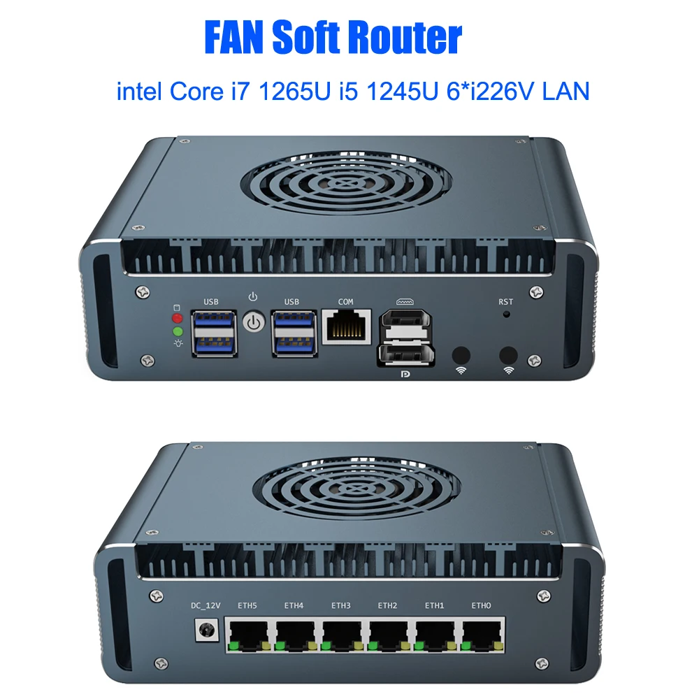 

6*2.5G intel i226-V 12th Gen i7 1265U Fan Mini PC i5 1245U 2*DDR5 NVMe Proxmox pfSense Computer Firewall Soft Router i3 1215U