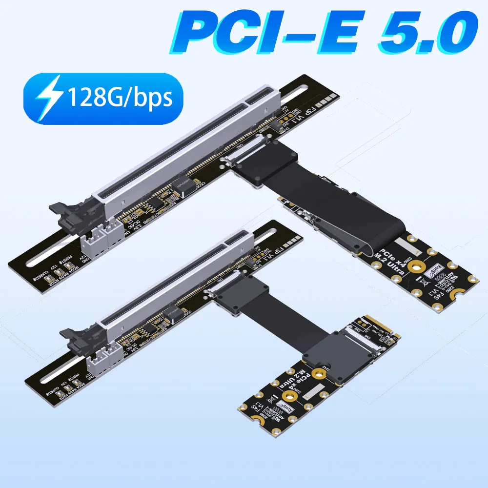 2024 NEW ADT PCIe 5.0 M.2 NGFF NVMe To PCI-E X16 Graphics Card Extension Cable Adapter FFC High Speed Ultra Soft Low Loss