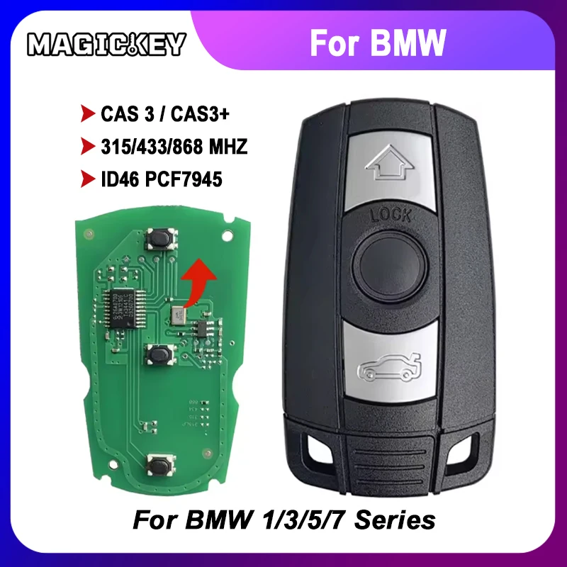 

1PCS World Car Remote Control Key For BMW CAS 3 System 1 3 5 Series ID46 PCF7945 Chip 315/434/868 Mhz Auto Smart Card Key
