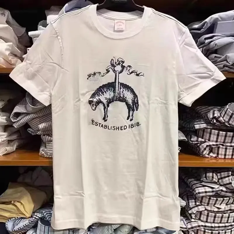 

Мужская футболка с принтом Brooks Brothers, белая футболка с коротким рукавом, высококачественный топ, повседневная свободная футболка, удобная с коротким рукавом