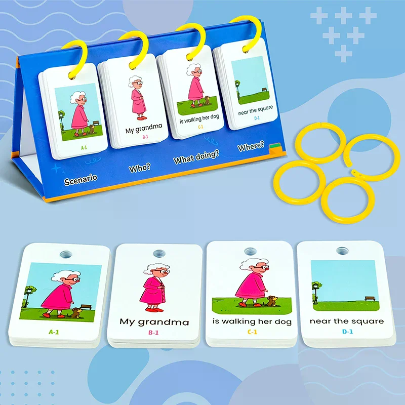 English Learning Pocket Chart Calendar Set For Kids 3-10 - Sentence Building Puzzle Games, Word Games, Phonics Flash Cards