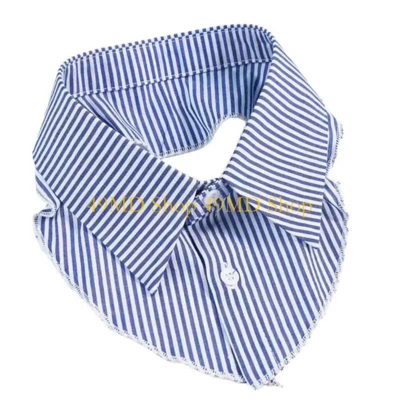 49MD Traditional Checkered Faux Collar Ventilated Polyester Detachable Neckpiece For Elegant Appearance