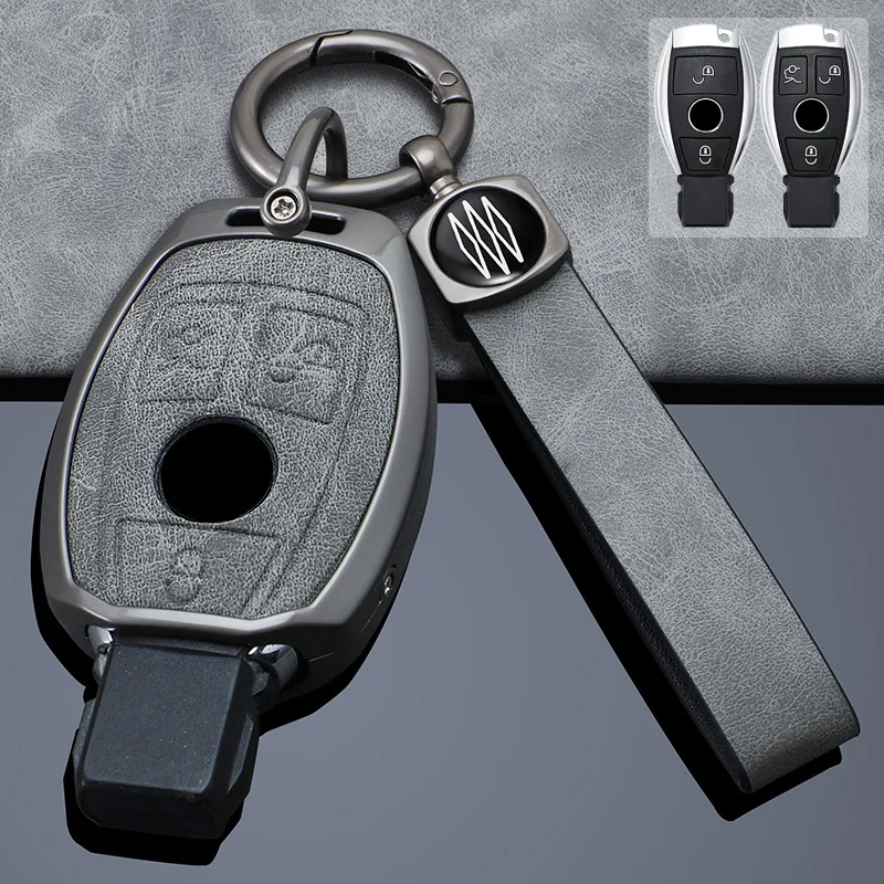 

Zinc Alloy + Leather Car Key Case for Mercedes Benz A B C S Class AMG GLA CLA GLC W176 W221 W204 W205 Remote Key Protect Shell