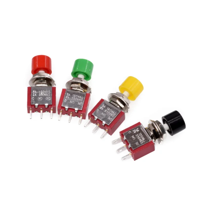 5Pcs PS-102 DS-612 3Pin 6mm Mini Momentary Automatic Return Push Button Switch ON-(ON) 2A 250VAC/5A 120VAC Toggle Switches