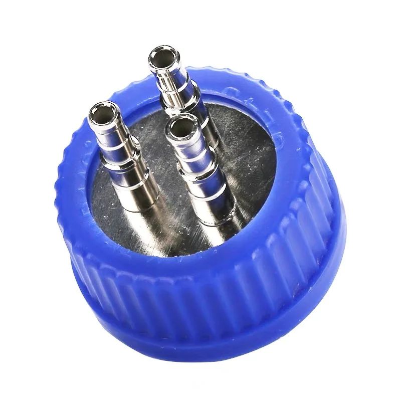 GL45 Refill Bottle Cap 1-4 Holes Stainless Steel Refill Bottle Cap Single Pass Four Pass  Reactor Fermenter Reagent Bottle