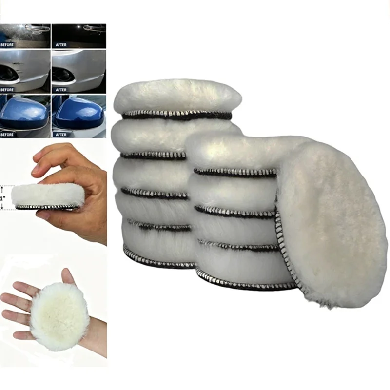 3/4/5/6/7 Inch Car Polisher Pads Kit Wool Buffing Waxing Clean Polish Reusable Buffer Drill Wheel Polisher for Remove Scratches