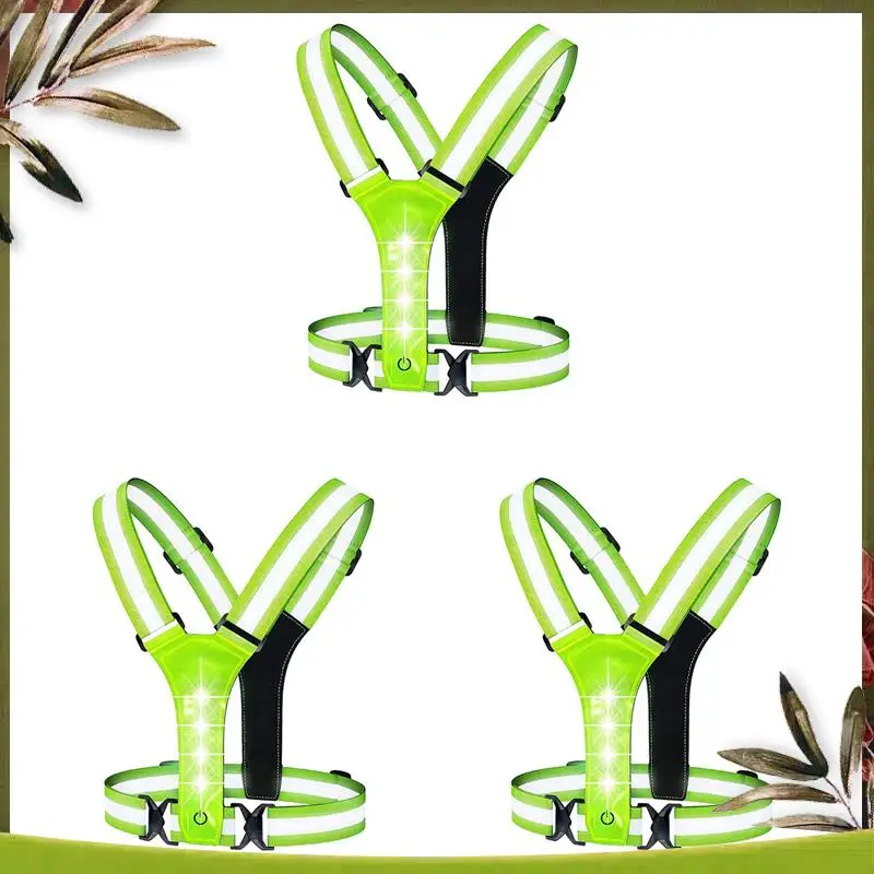 A08P-3X LED Reflective Running Vest,Adjustable Elastic Running Safety Gear LED Light Up Vest Perfect For Running,Cycling