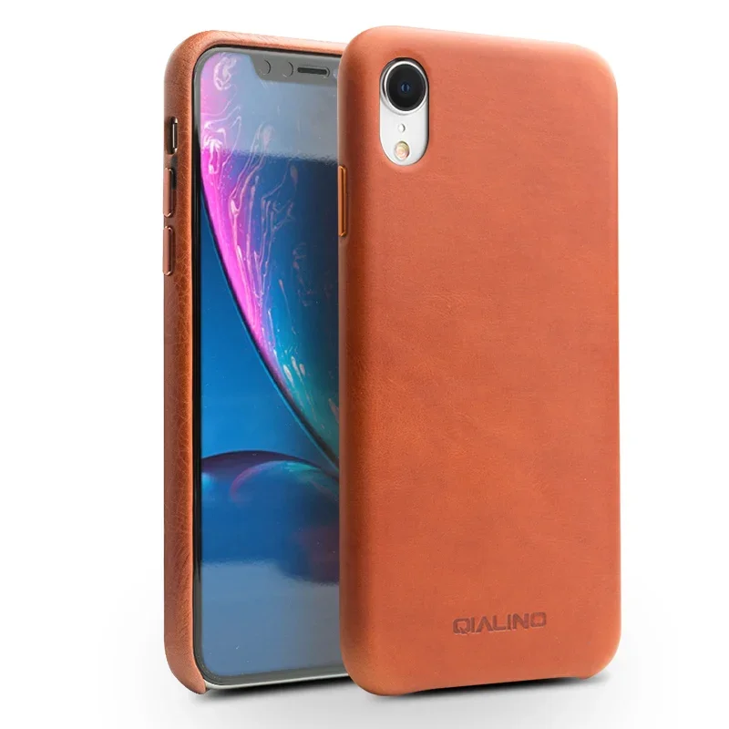 

QIALINO Stylish Genuine Leather Case for Apple iphone XR 6.1 inches Ultra Thin Handmade Anti-knock Back Cover for iphone XR