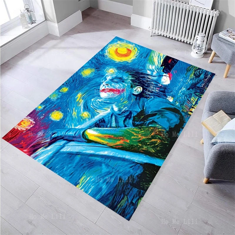 

Abstract Starry Sky Joker Superhero Movie Flannel Floor Rugs Kids Room For Living Room Popular Non Slip Carpet Home Decor