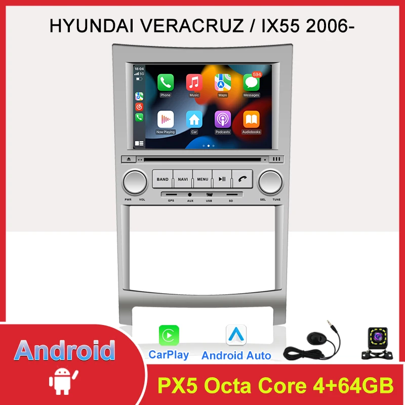 

7 Inch Android Car Radio For Hyundai Veracruz IX55 2006- Touch Screen GPS Navigation Multimedia Player Wireless Carplay Headunit