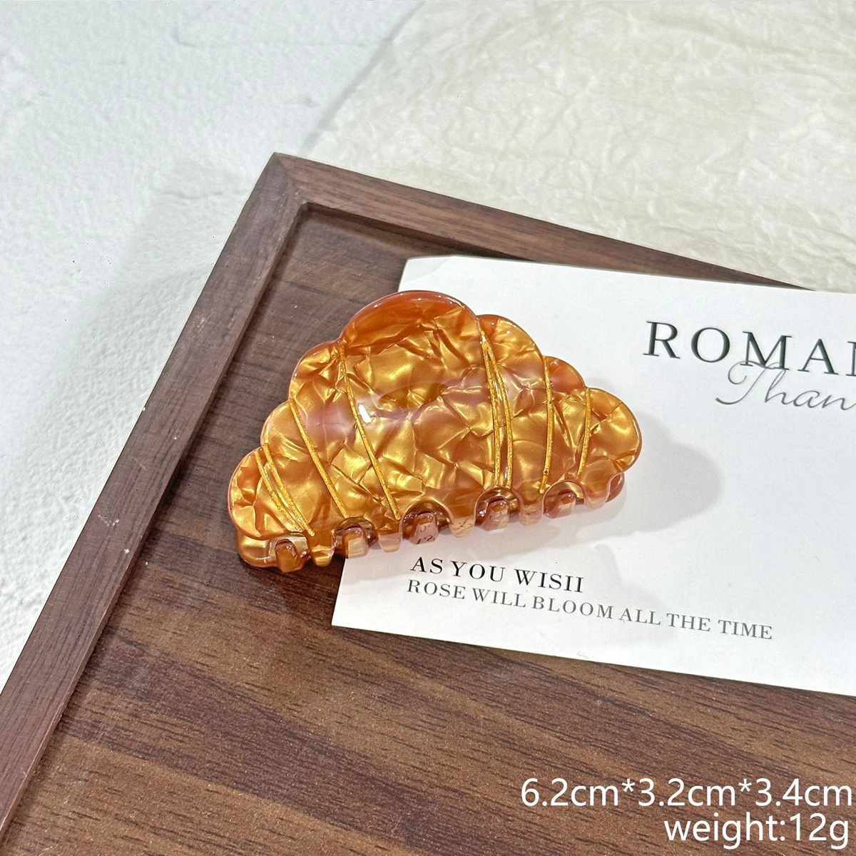 1 Stück Vintage Croissant Alkaline Water Knot Haarklammer, hochwertige große und kleine Croissant-Haarklammer für Hochsteckfrisuren am Hinterkopf, Haifischklammer – Detail 9