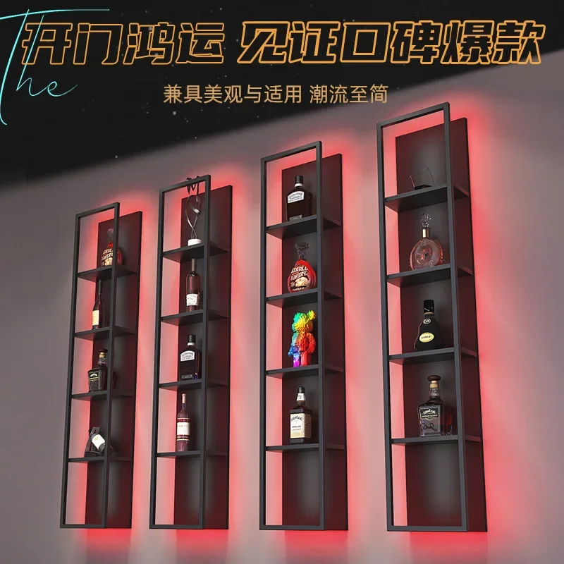 High-value red wine rack High-quality wrought iron wine rack Display rack Bar restaurant Wine cabinet Against wall Pill